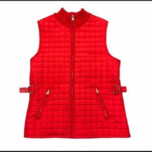 Red Quilted Zip Front Vest